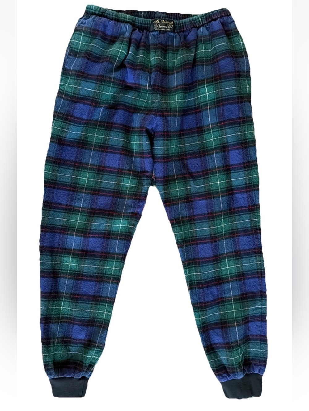 The Vermont Flannel Company Jogger Pants Blue & Green Plaid Sz Large